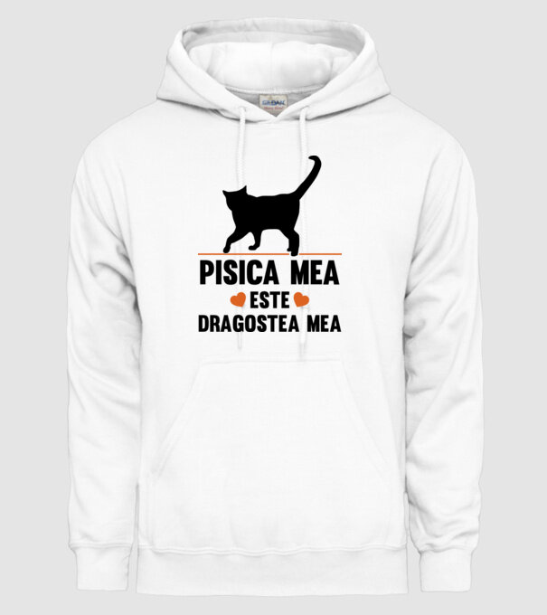 Pisica mea este dragostea mea model alb pe tricou