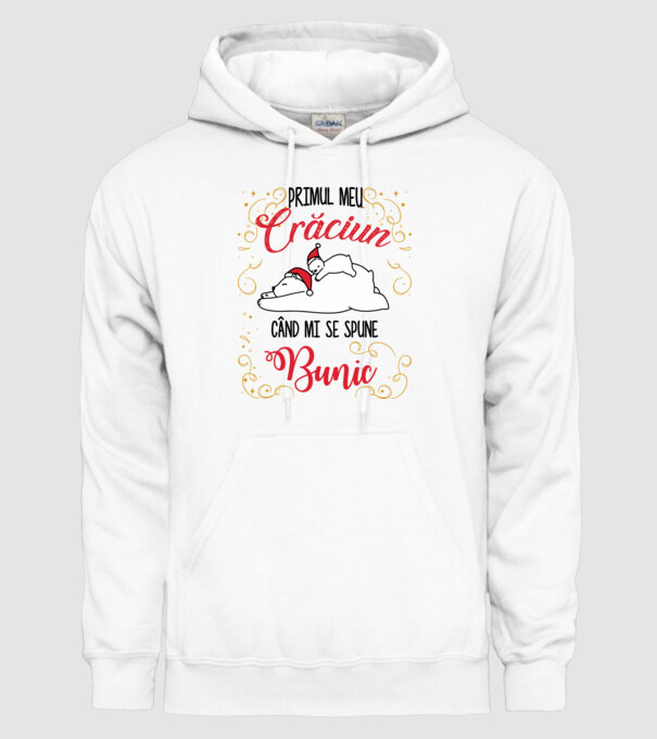 Primul meu Crăciun când mi se spune bunic! model alb pe tricou