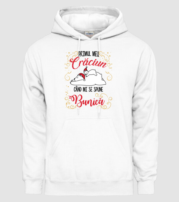 Primul meu Crăciun când mi se spune bunică! model alb pe tricou