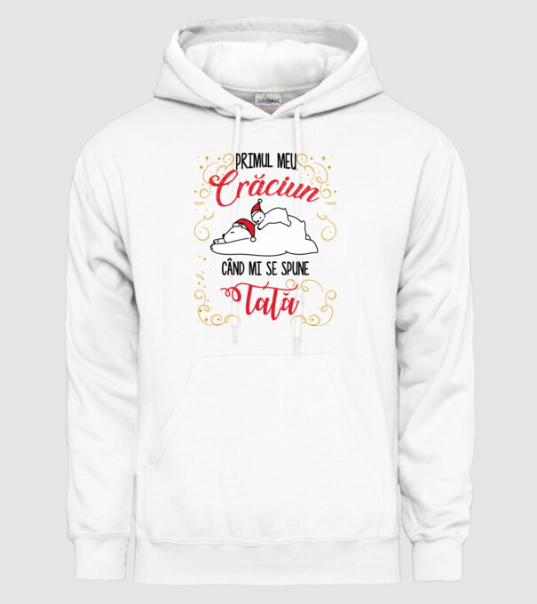 Primul meu Crăciun când mi se spune tată! model alb pe tricou