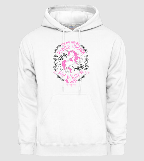 Cele mai frumoase prințese unicorn sunt născute în August model alb pe tricou
