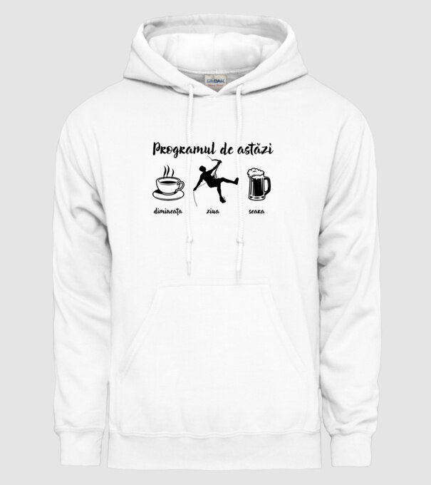 programul de astăzi: dimineața, ziua, seara model alb pe tricou