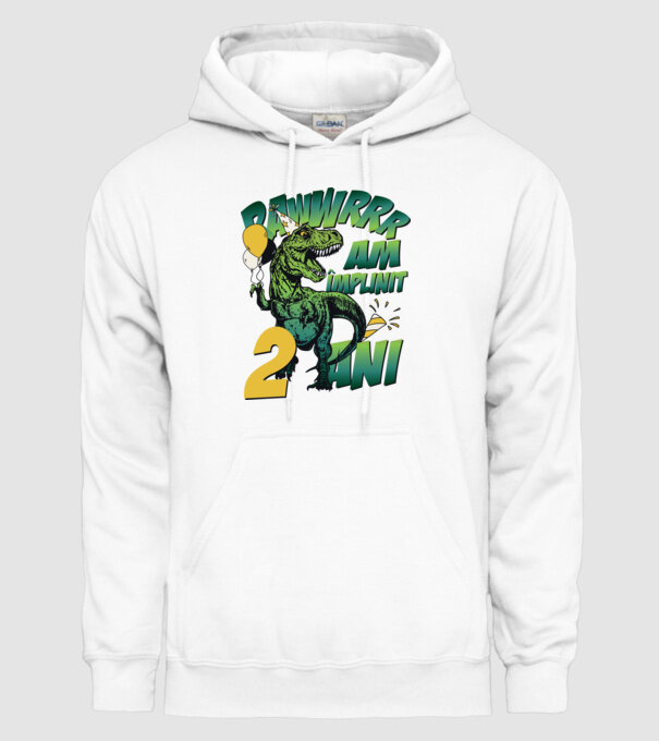 Rawr Am împlinit 2 ani model alb pe tricou