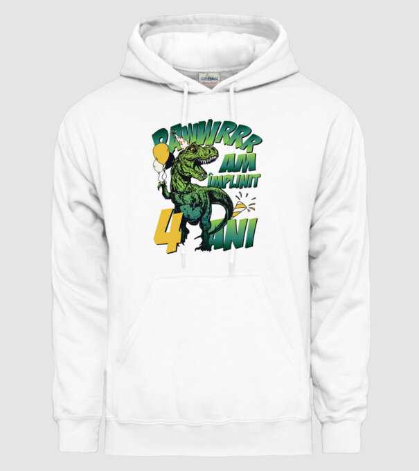 Rawr Am împlinit 4 ani model alb pe tricou