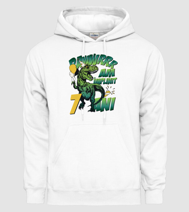 Rawr Am împlinit 7 ani model alb pe tricou
