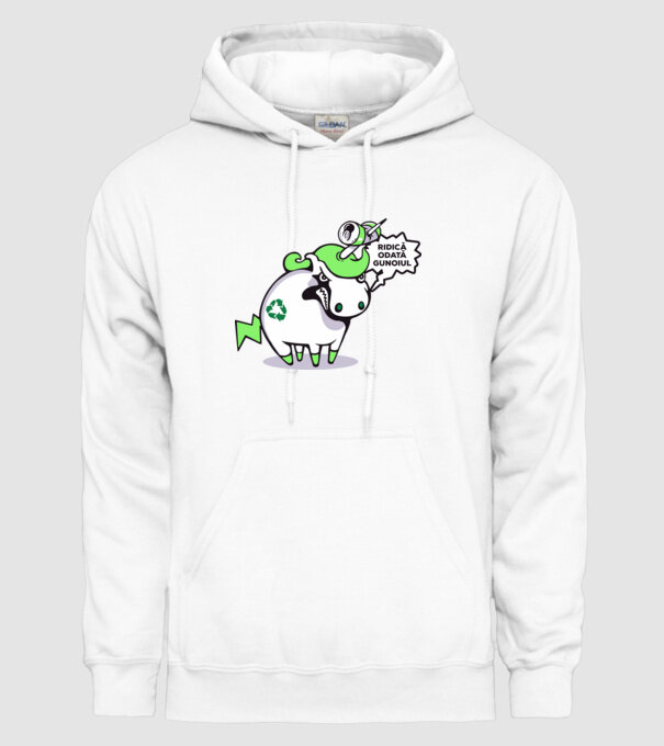 Ridică odată gunoiul model alb pe tricou