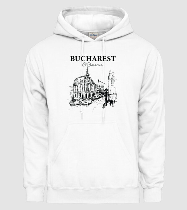 România Bucharest vintage model alb pe tricou