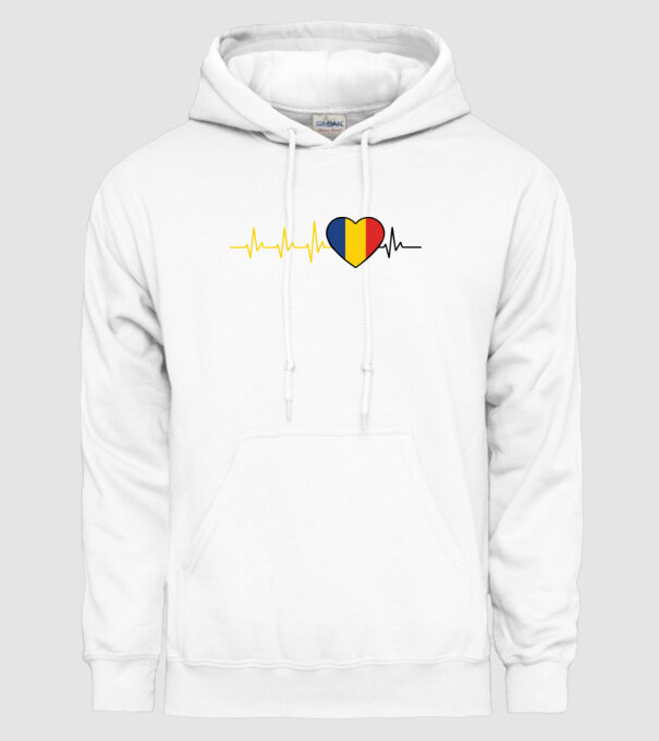 România heartbeat model alb pe tricou