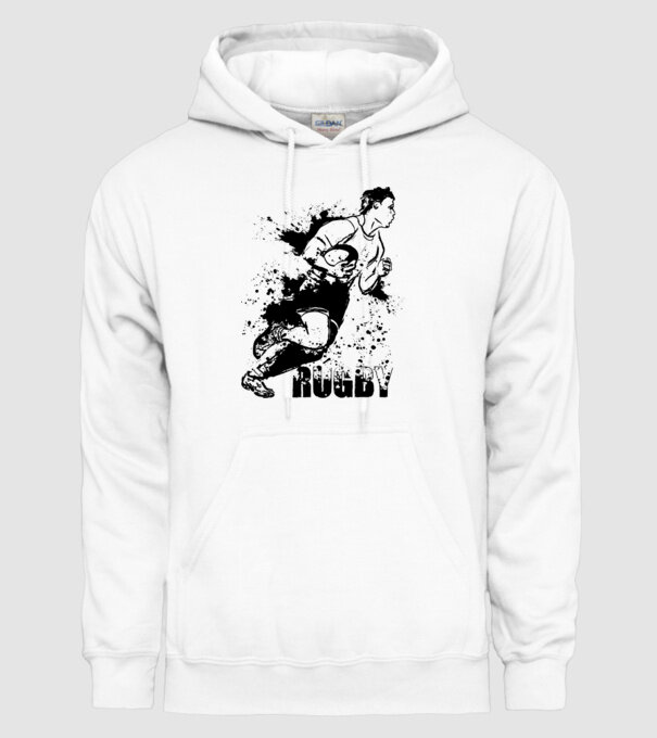 Rugby model alb pe tricou