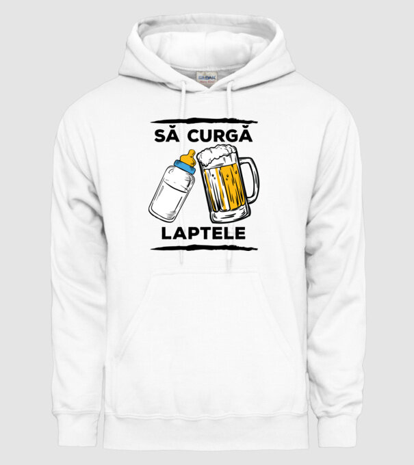 să curgă laptele! model alb pe tricou