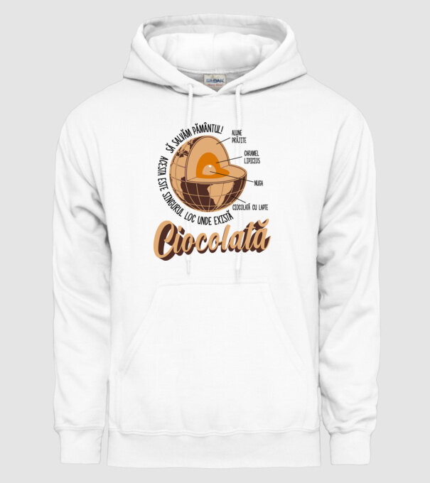 să salvăm Pământul! acesta este singurul loc unde există ciocolată - alune prăjite, caramel lipicios, nuga, ciocolată cu lapte model alb pe tricou