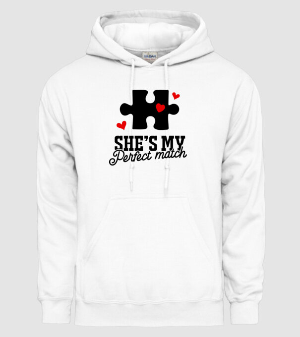 She is my perfect match model alb pe tricou