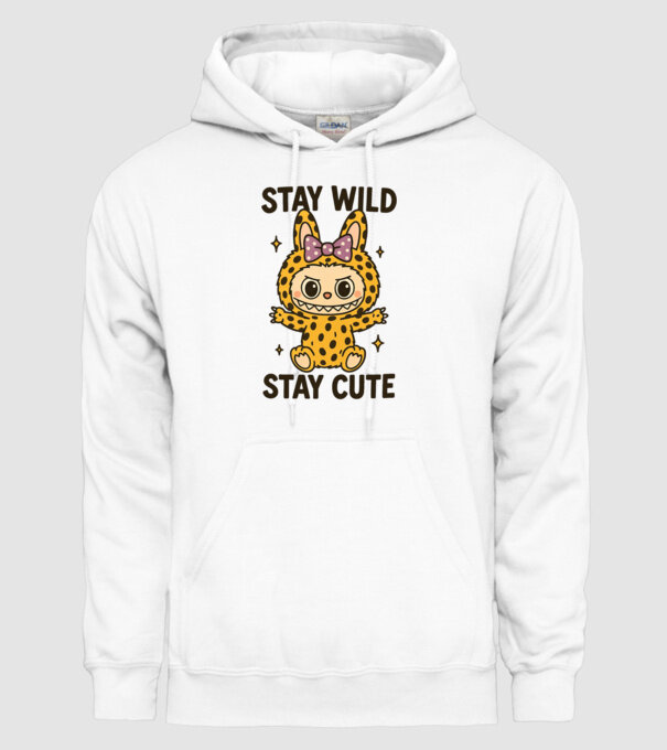 Stay wild - Labubu model alb pe tricou