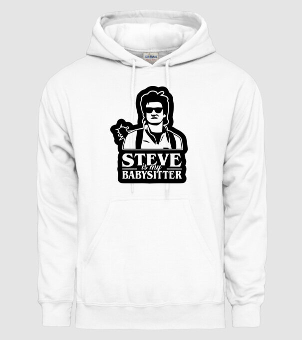 steve is my babysitter model alb pe tricou