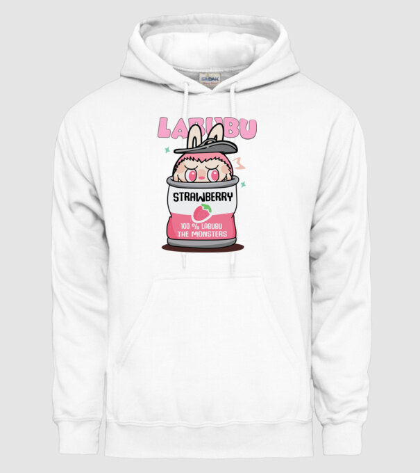 Strawberry Labubu model alb pe tricou