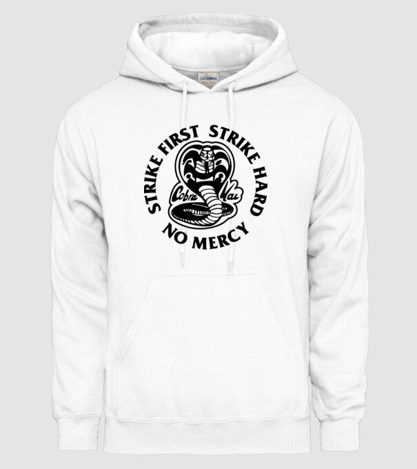 Strike first strike hard no mercy model alb pe tricou