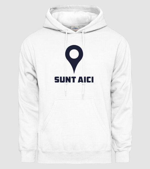 Sunt Aici model alb pe tricou