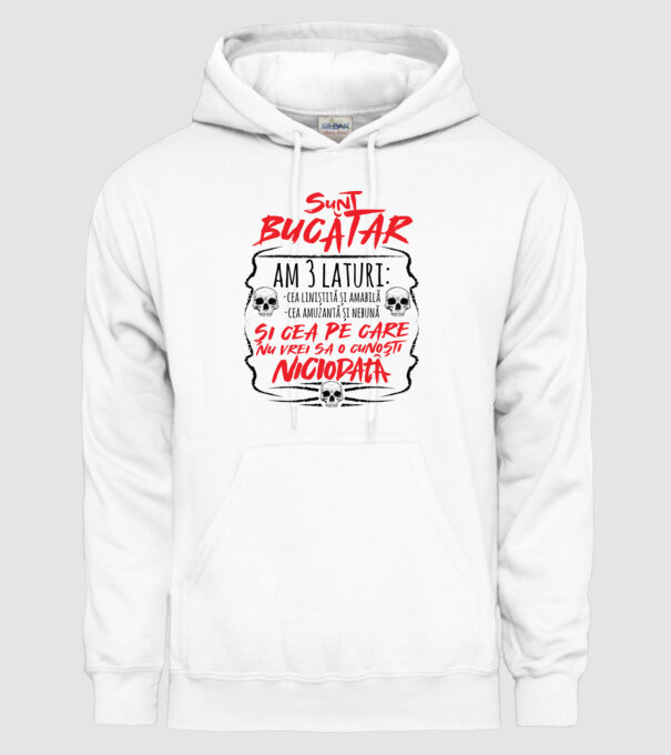 sunt bucătar am 3 laturi model alb pe tricou