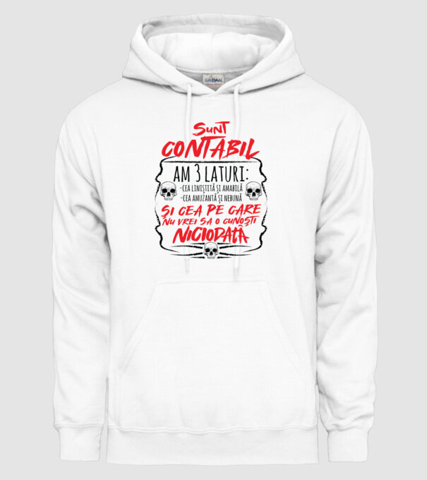 sunt contabil am 3 laturi model alb pe tricou