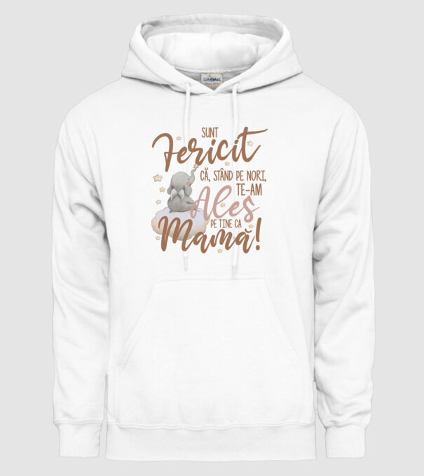 Sunt fericit că, stând pe nori, te-am ales pe tine ca mamă! model alb pe tricou