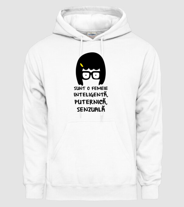 sunt o femeie inteligentă, puternică, senzuală model alb pe tricou
