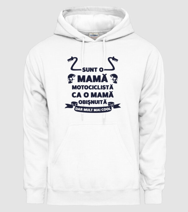 sunt o mamă motociclistă, ca o mamă obișnuită, dar mult mai cool model alb pe tricou