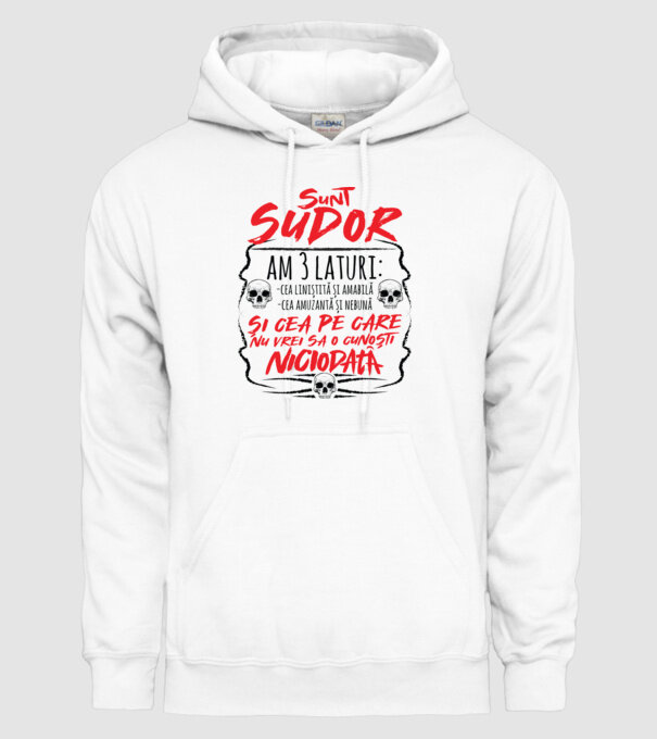 sunt sudor am 3 laturi model alb pe tricou