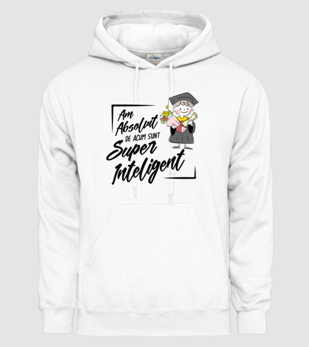 Sunt super inteligent model alb pe tricou