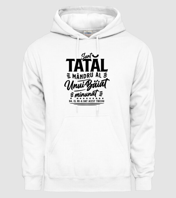 Sunt tatăl mândru al unui băiat minunat - da, el mi-a dat acest tricou model alb pe tricou