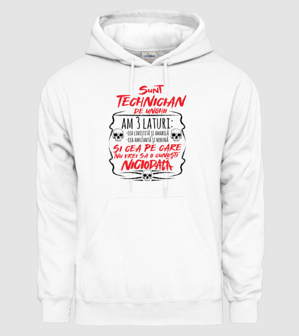 sunt tehnician de unghii am 3 laturi model alb pe tricou