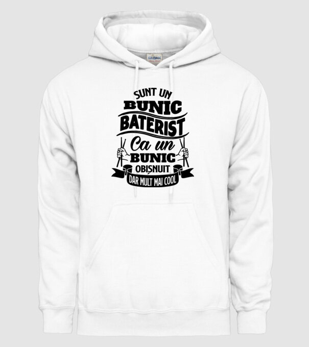 Sunt un bunic baterist, ca un bunic obișnuit, dar mult mai cool model alb pe tricou