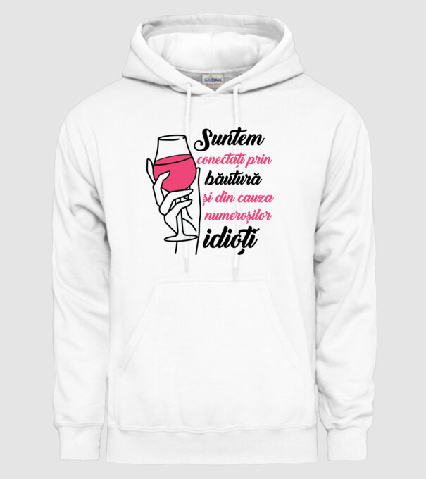 suntem conectați prin băutură și din cauza numeroșilor idioți model alb pe tricou