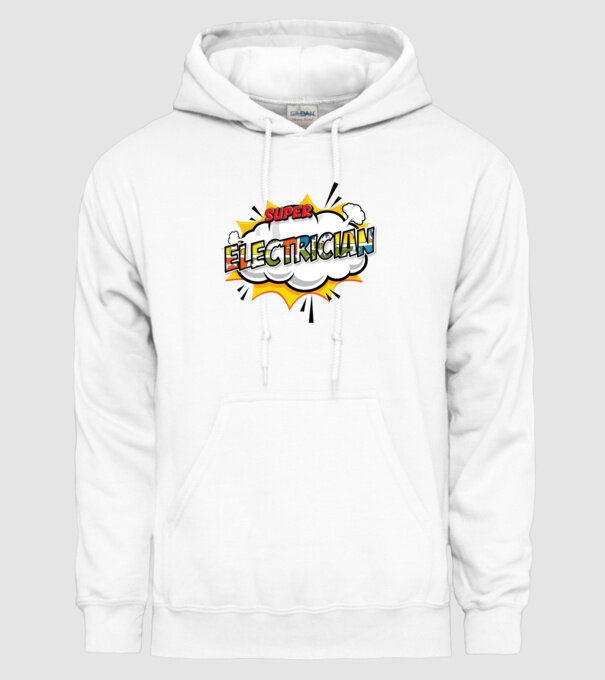 Super Electrician model alb pe tricou