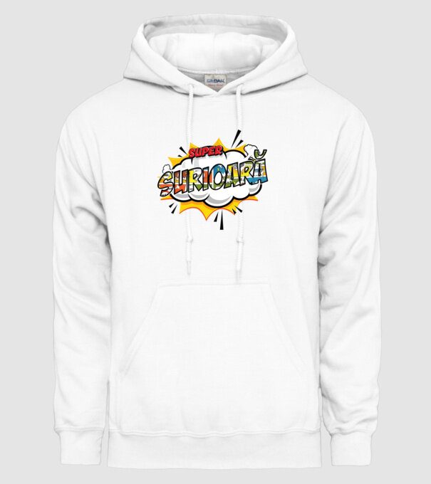 Super Surioară model alb pe tricou
