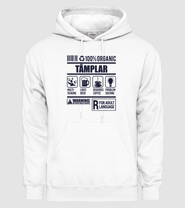 TÂMPLAR model alb pe tricou