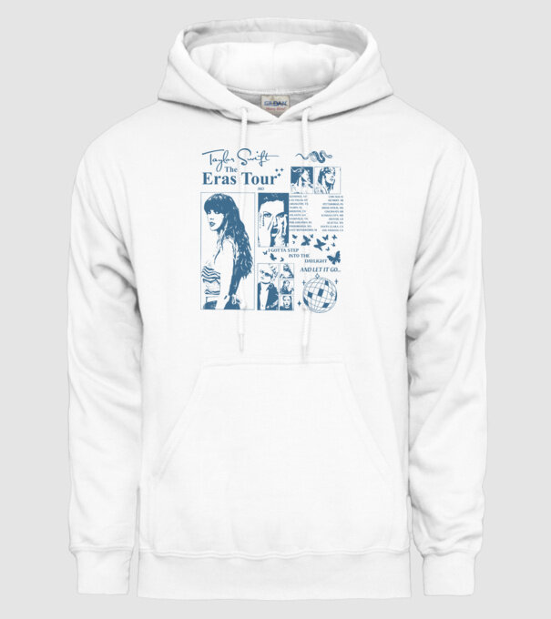 Taylor Swift ERAS print blue model alb pe tricou