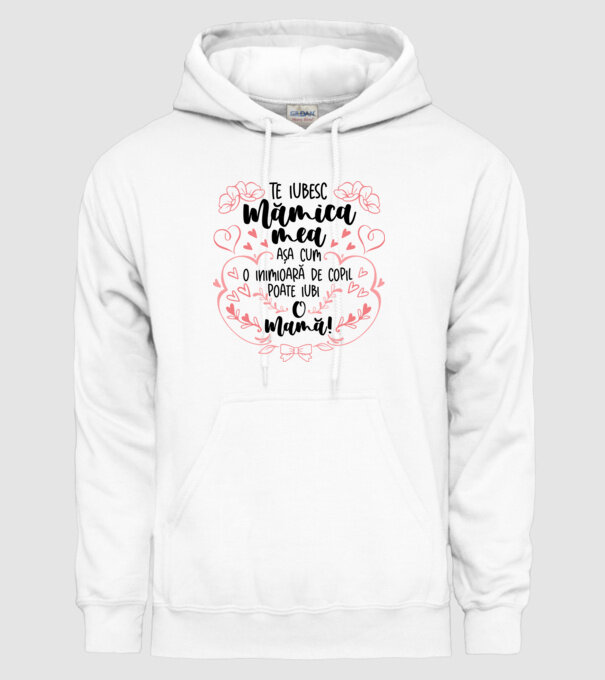Te iubesc mămica mea model alb pe tricou