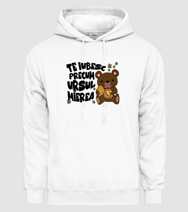 te iubesc precum ursul mierea model alb pe tricou