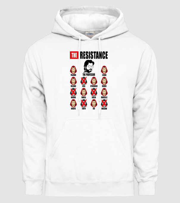 the resistance la casa de papel white model alb pe tricou
