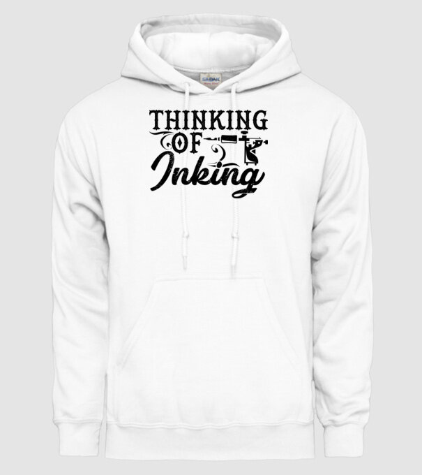 Thinking of inking model alb pe tricou