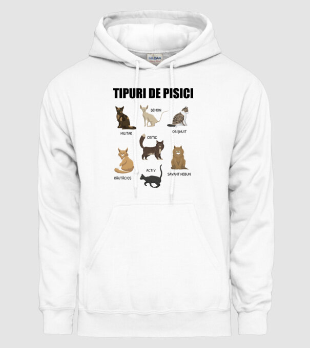 Tipuri de pisici model alb pe tricou
