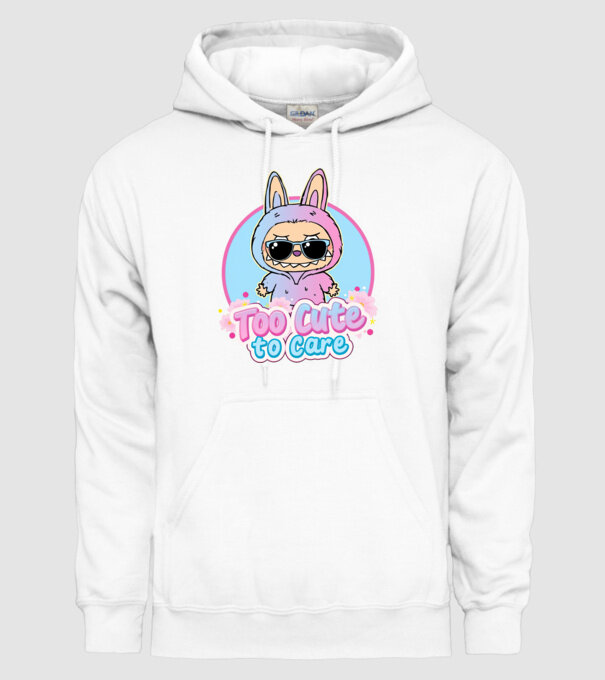 Too cute to care model alb pe tricou