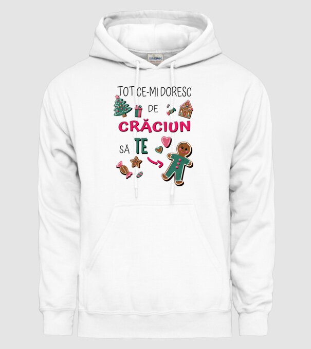 Tot ce-mi doresc de Crăciun să TE om alb model alb pe tricou