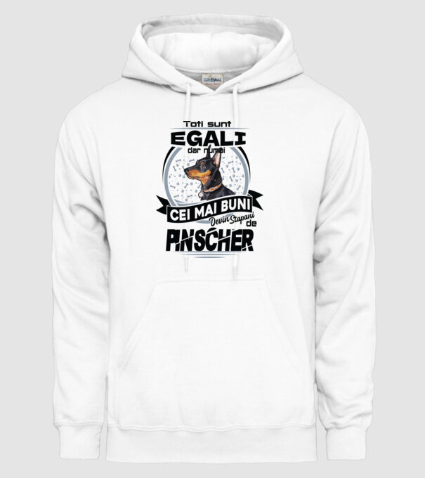 Toți sunt egali, dar numai cei mai buni devin stăpâni de pinscher model alb pe tricou