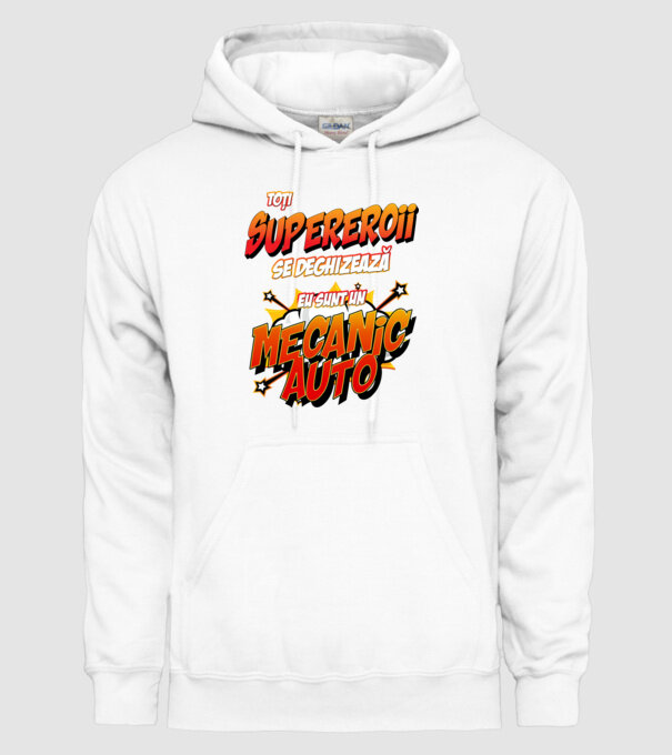 Toți supereroii se deghizează, eu sunt un mecanic auto model alb pe tricou
