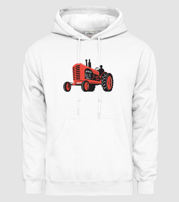 TRACTOR model alb pe tricou
