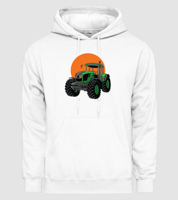 TRACTOR model alb pe tricou