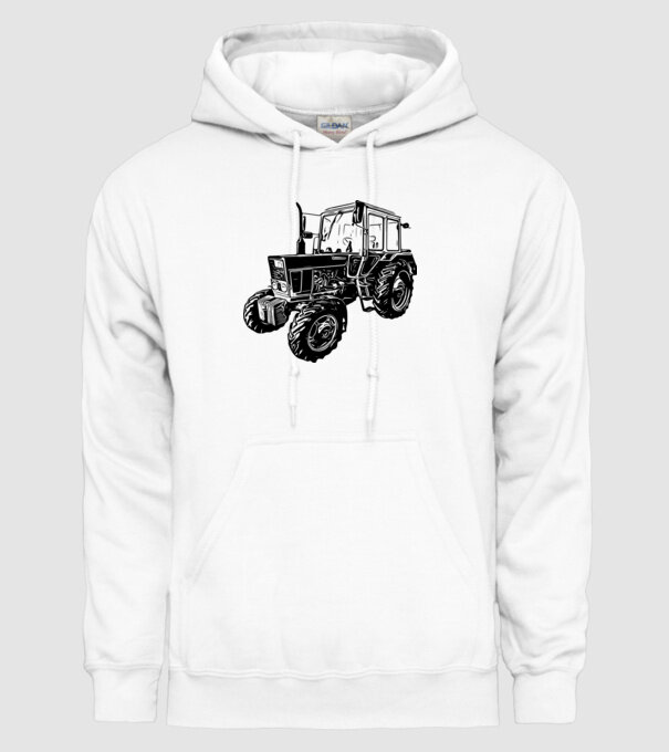 TRACTOR model alb pe tricou