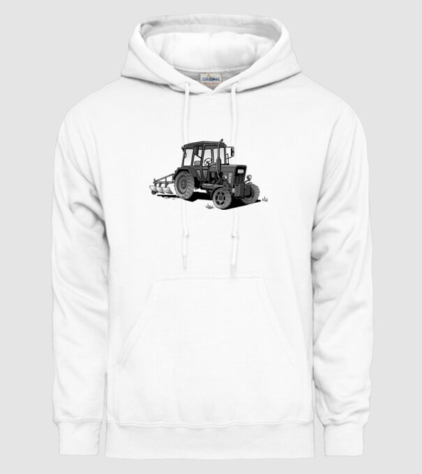 TRACTOR model alb pe tricou