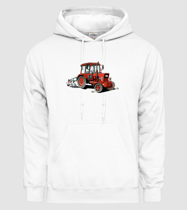TRACTOR model alb pe tricou